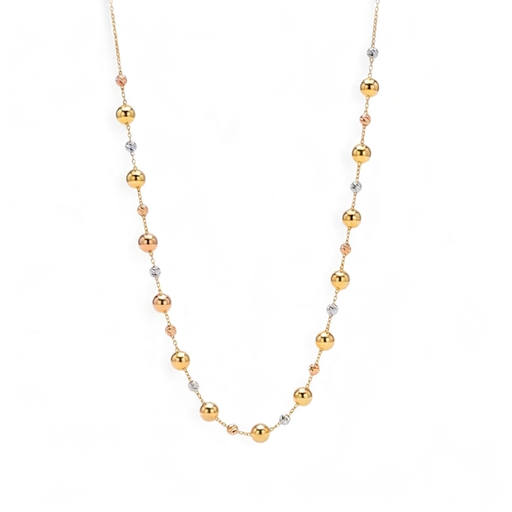 COLLAR CON ESFERAS LISAS Y DIAMANTADAS