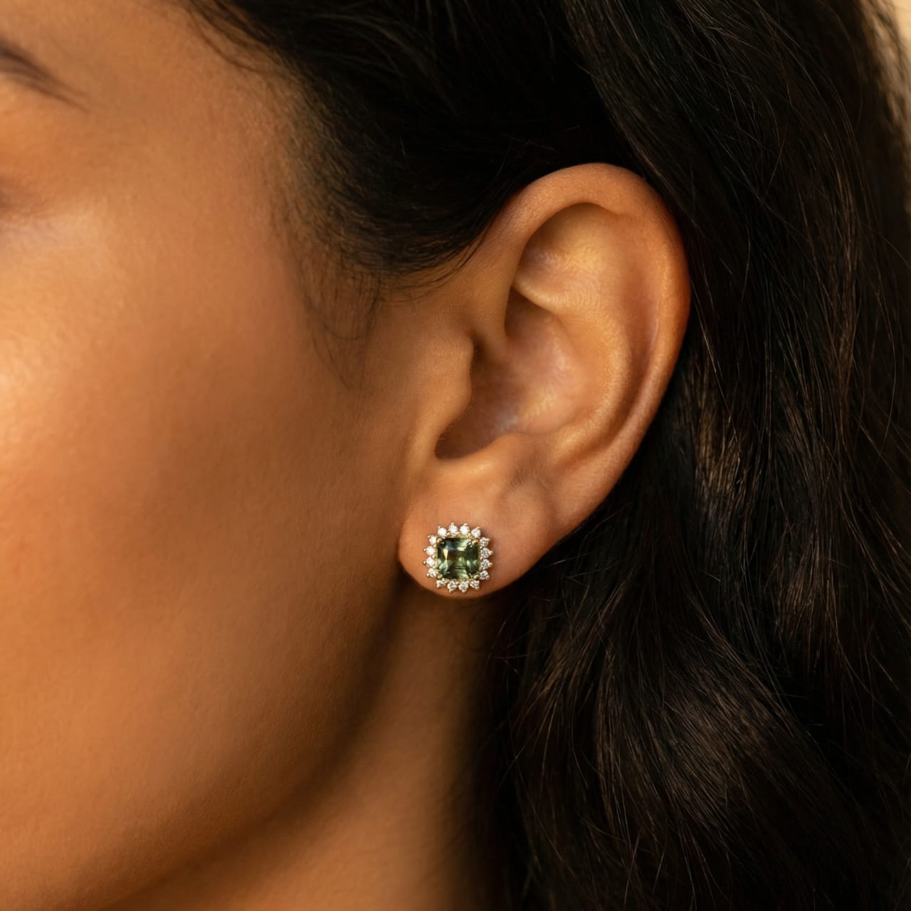 HALO DE ZAFIRO VERDE AZULADO