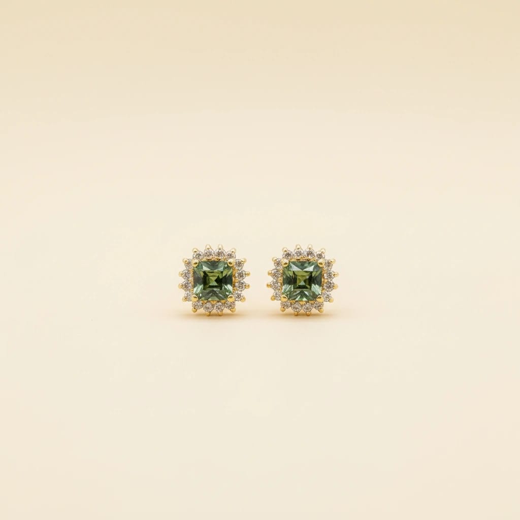 HALO DE ZAFIRO VERDE AZULADO