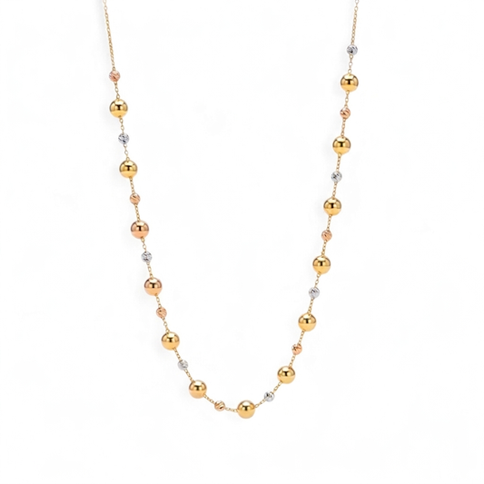 COLLAR CON ESFERAS LISAS Y DIAMANTADAS
